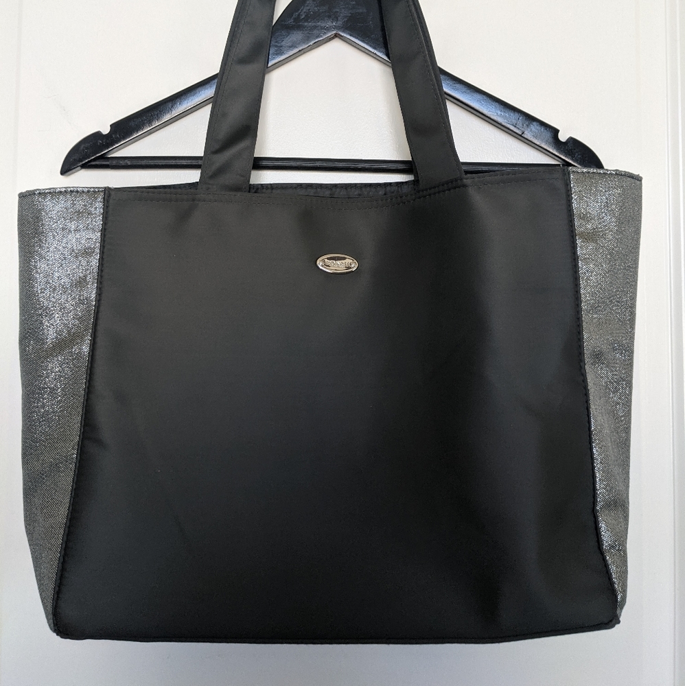 COACH Shopping Tote Black and Silver